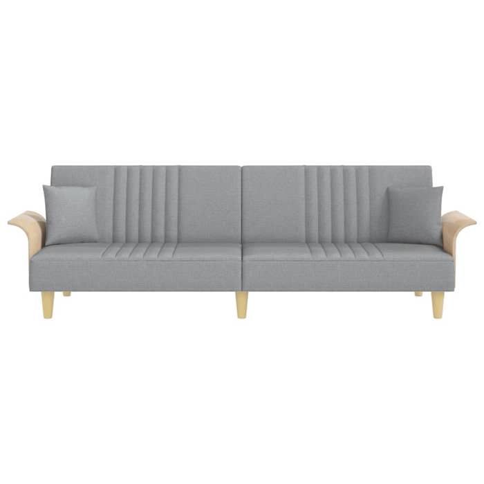 Gris SOFA Convertible - Moderne - Canapé-lit - avec accoudoirs gris clair tissu C591