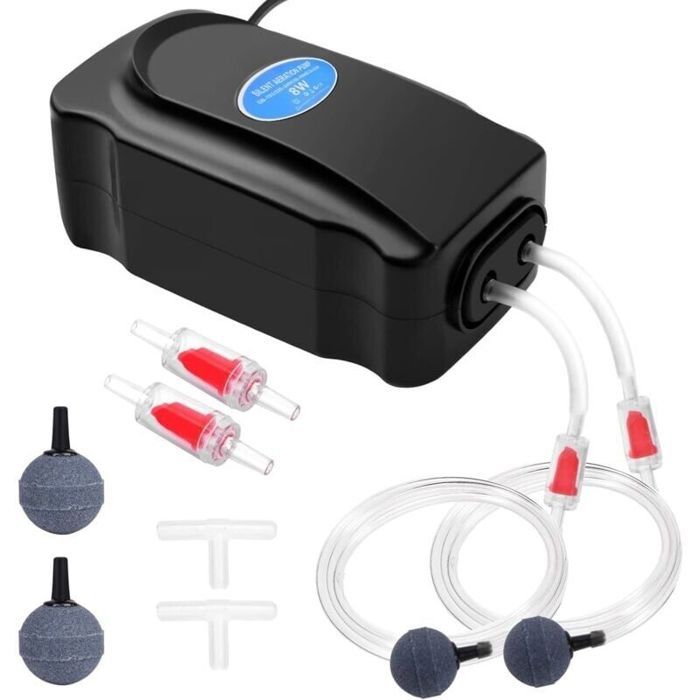 Pompe Air Aquarium 8W Rglable Puissante Double Sortie Bulleur Aquarium pour Aquarium 5 300 L Ultra