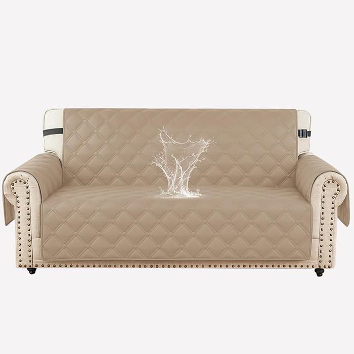 Impermeable Housse Canapé 2 Pces avec AccoudoirsUniverselle Couvre Canapé avec Poches Latérales2 Pces (L 125 C HOUSSE DE FAUTEUIL