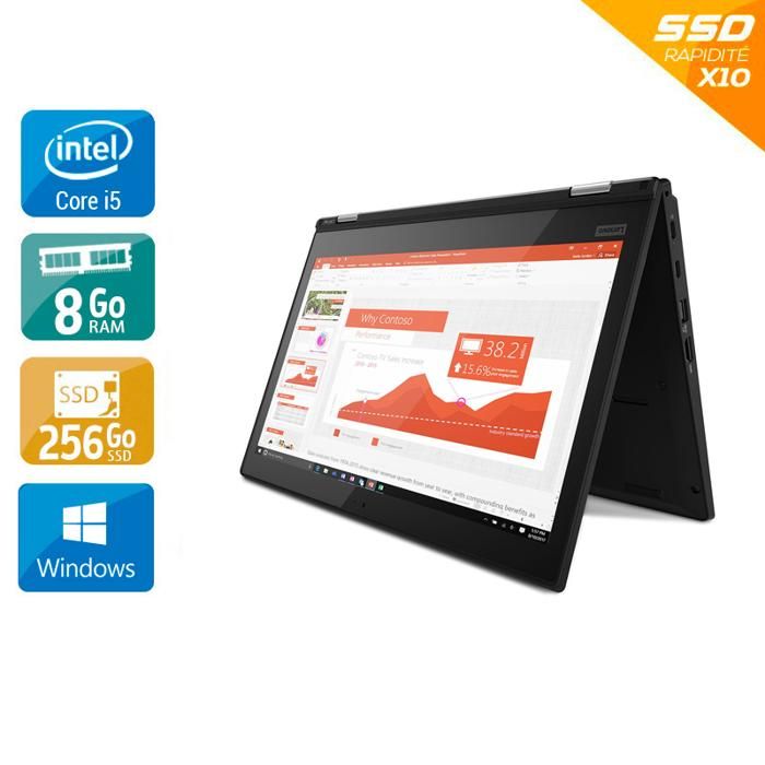 LENOVO THINKPAD YOGA L380 14 2-EN-1 - i3-8130U @ 2.2 GHz - 8 Go RAM - 256 Go SSD - WINDOWS 11