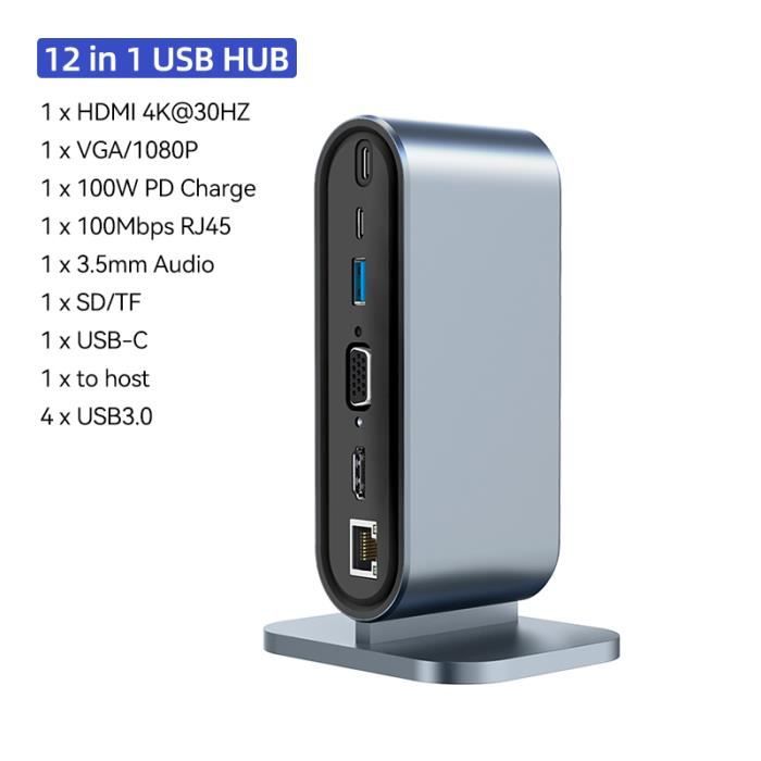 Station D'accueil USB-C 7 En 1 Minthouz - HDMI 4K, Ethernet 2.5G, Charge 85W - Compatible Mac, Surface