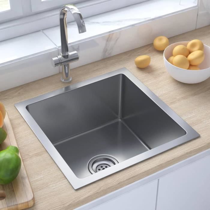 Évier de cuisine - AKOZON - AKO7646491325791 - Acier inoxydable - 40x40x20 cm - Finition brossée