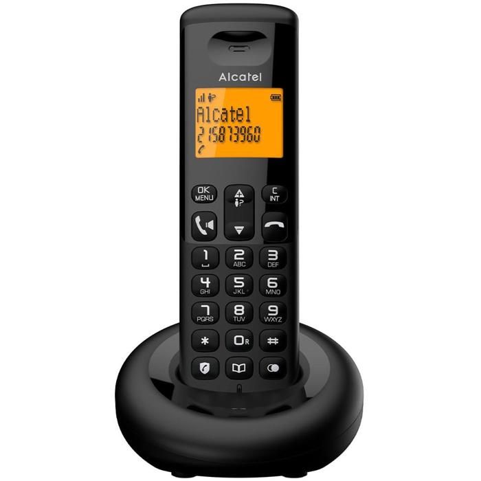 Téléphone fixe sans fil Alcatel E260 avec Fonction blocage des appels publicitaires Noir