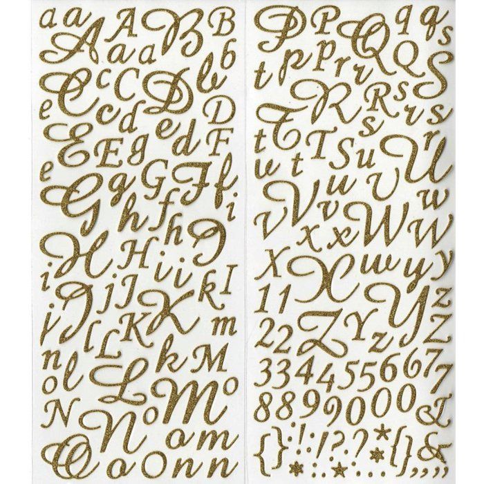 ALPHABET DORÉ AUTOCOLLANT PAILLETÉ - 177 PIÈCES