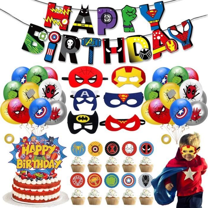 44 Pieces Decoration De Fete D Anniversaire De Super Heros Ballons De Superhero Anniversaire Decoration Kit Ballon De Joyeux An 3 Cdiscount Maison