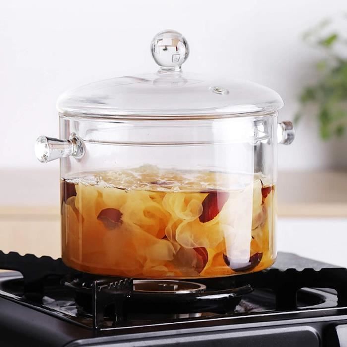 Marmite En Verre Borosilicate 4L - Transparent, Avec Couvercle - Compatible Tous Feux (induction, Gaz) - Pour Ragoûts, Pâtes, Soupes