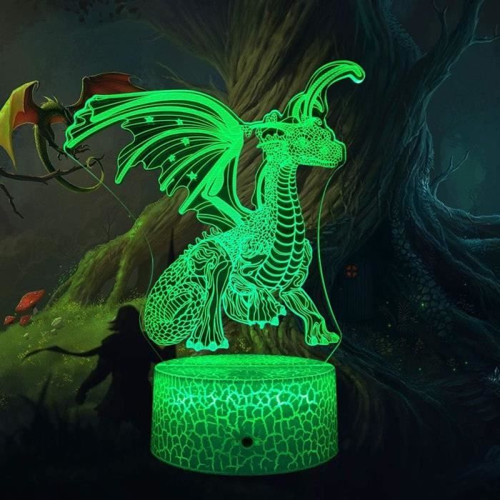 MARZIUS Dragon 3D Illusion LED Table Decor Lamp Night Light With Greeting Card, 16 Colors Change, Remote Control Bedroom Decorations Gifts For Fathers Day,Dad,Mothers,Girls,Men,Women,Kids,Boys,Teens