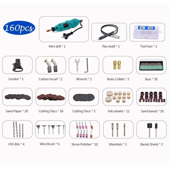 Comius Mini Perceuse Électrique Sans Fil 3 Vitesses - Rechargeable USB Avec 10 Forets Pour Bijoux, Résine, Bois