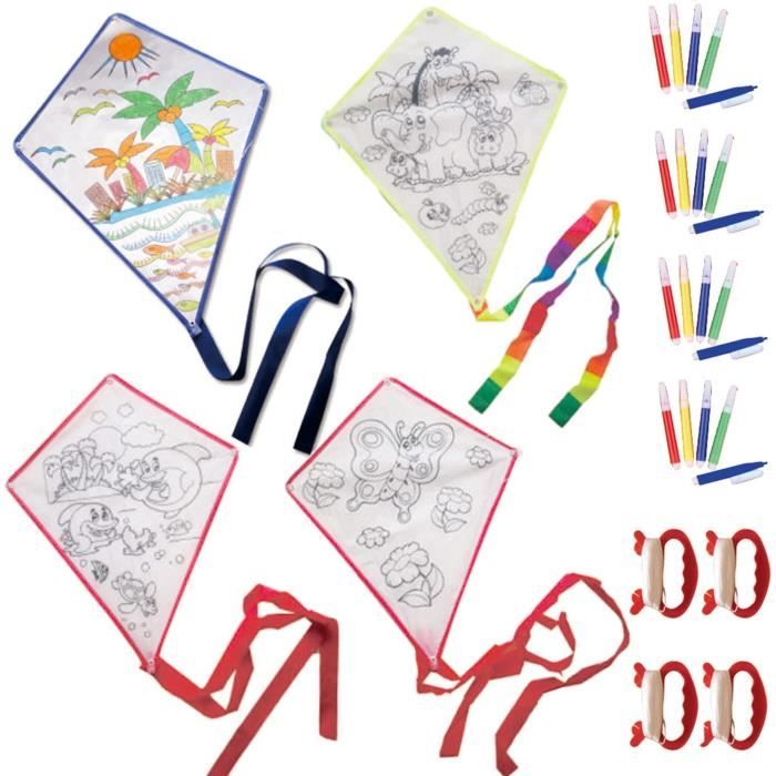 Lot de 20 cerfs-volants blancs à faire soi-même pour garçons et filles - Kit de fabrication de cerf-volant vierge - Peinture de coloriage - Kit de fête avec ligne pivotante et stylo Lot de 20 cerfs-volants blancs à faire soi-même pour garçons et filles - Kit de fabrication de cerf-volant vierge - Peinture de coloriage - Kit de fête avec ligne pivotante et stylo