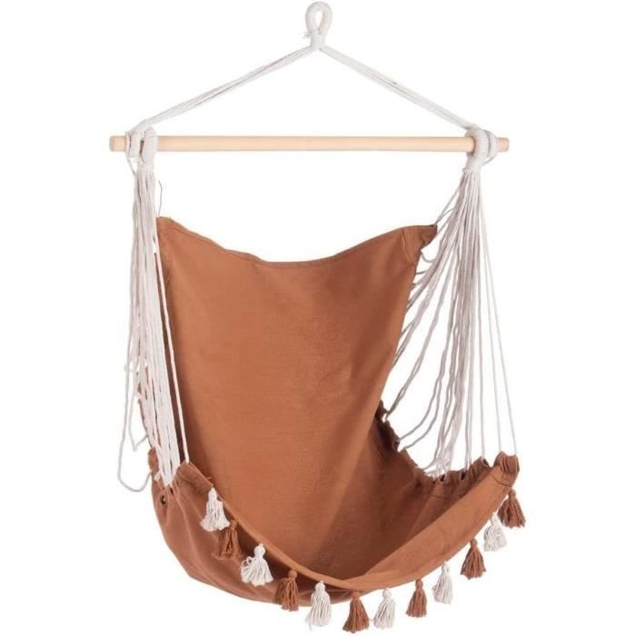 Hamac Suspendu Avec Barre Bois - 275x155cm - Capacité 250kg - Sac Transport - Pour Jardin, Camping, Intérieur