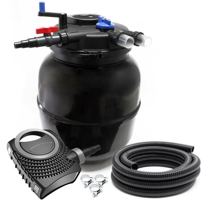 Kit filtration bassin 60000l 24W UVC 70W Pompe Tuyau Skimmer Fontaine