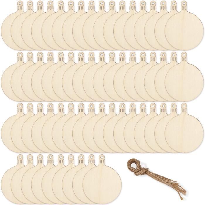 60 Boules De Noël En Bois À Peindre, Colorier, Décorer & Suspendre (7Cm 