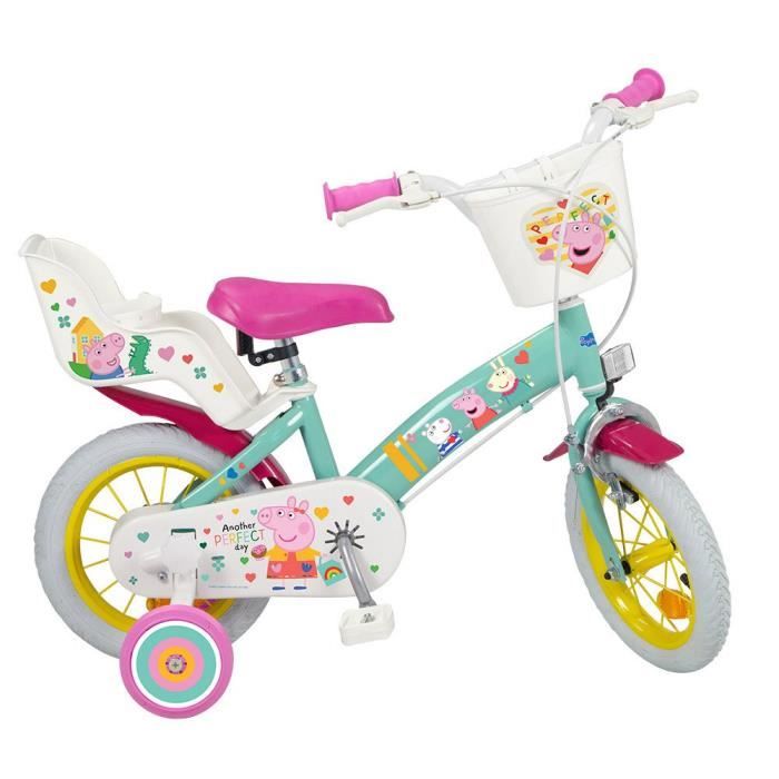Vélo 12 - PEPPA PIG - Rose - Chaise pour poignet - Capuchon avant - Pour enfants de 3 à 6 ans