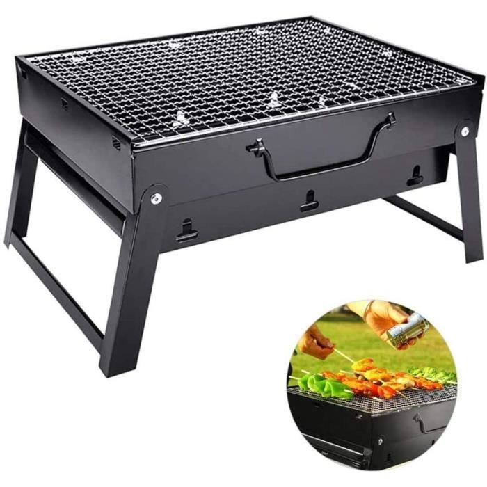 barbecue au charbon de bois mini gril portable - ustensiles de cuisine - acier inoxydable