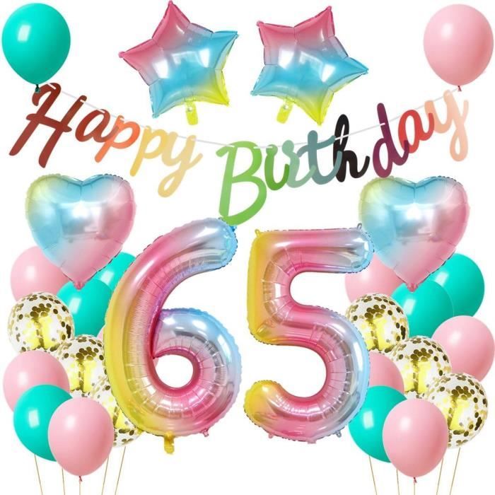 Ballon 65 Ans Violet Femme,Décoration Gâteau 65 Ans ... - Rakuten