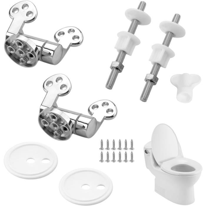 Kit Fixation Abattant WC Universel, Charnières Et Fixation Complètes, Blanc
