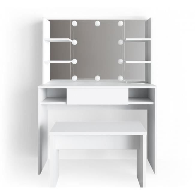 Coiffeuse Avec Banc Miroir Led Achat Vente Coiffeuse
