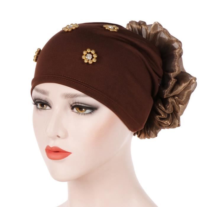 Femme Fleur Turban Bonnet Musulman Perte De Cheveux Tête Écharpe Cancer Chimio Tête Wrap Hat
