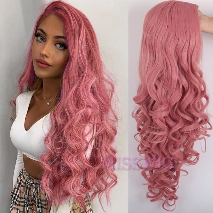 perruque rose longue