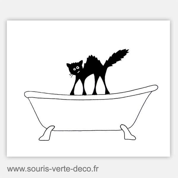 Plaque De Porte De Salle De Bains Humoristique Chat Herisse
