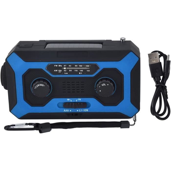 Radio Dynamo & Solaire De Survie - 2000mAh, IPX5, Lampe, SOS - Pour Camping Randonnée Urgence (Rouge) - 9