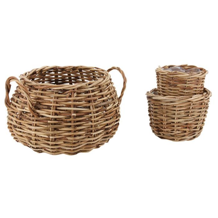cache pots assortis en rotin lot de 3 marron cdiscount jardin
