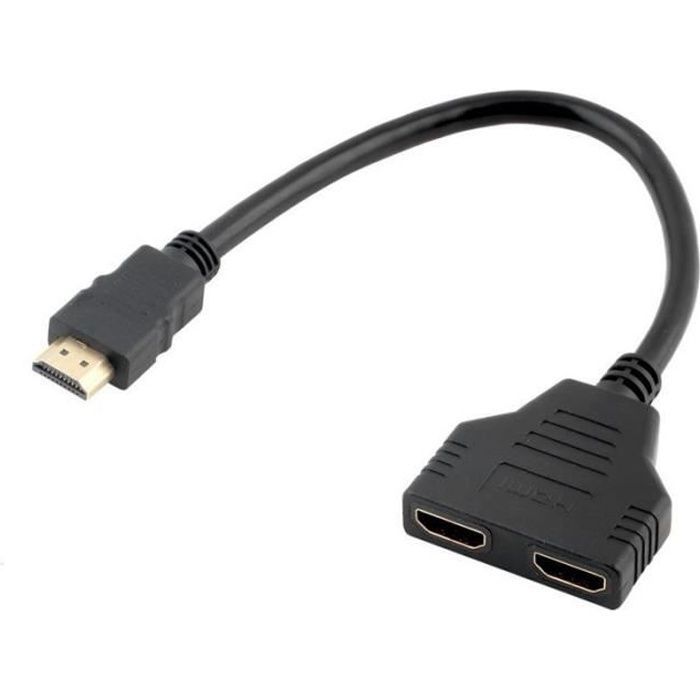 Splitter Doubleur HDMI Mâle vers 2 HDMI Femelles (30cm)