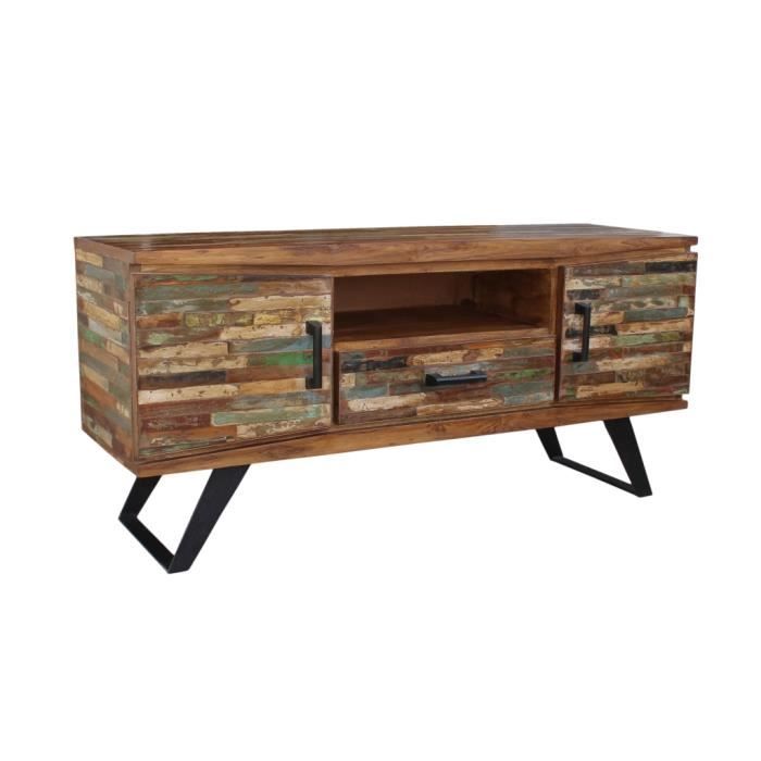 Meuble Tv Bois Recycle Patine Meuble House Marron Achat Vente Meuble Tv Meuble Tv Bois Recycle Patine Cdiscount