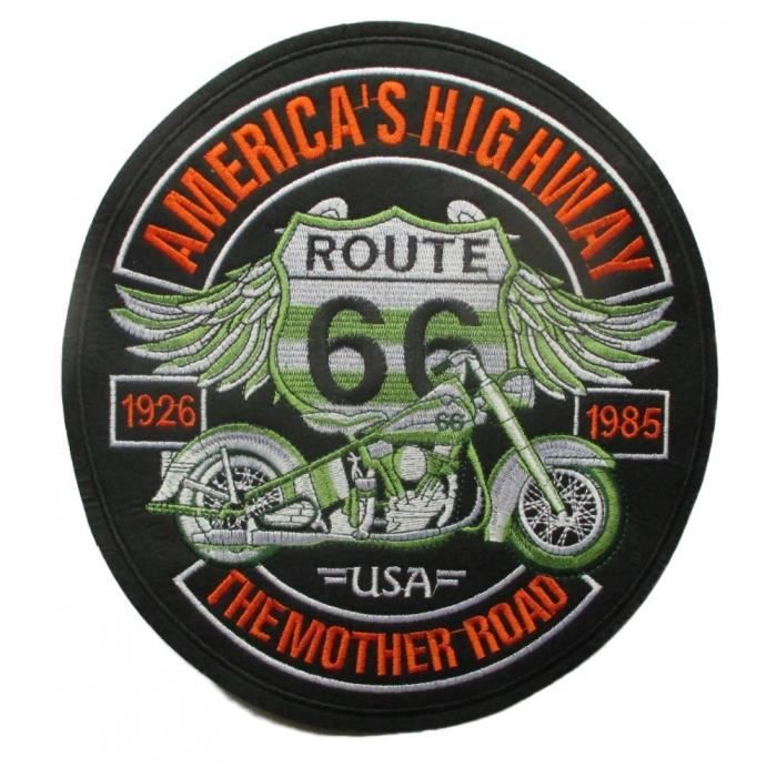 gros patch americas highway 25x23cm moto route 66 mother road ecusson