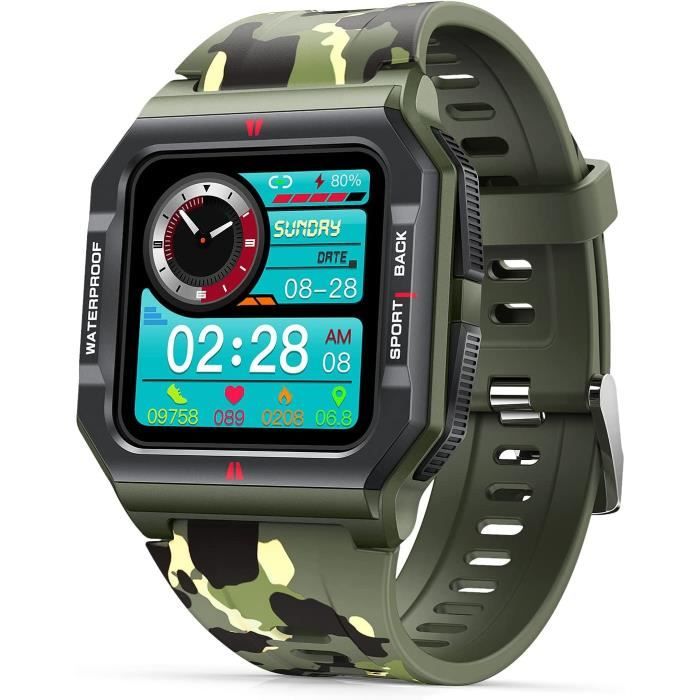 Smartwatch Montre pour Homme 5 ATM étanche IP68 podomètre podomètre