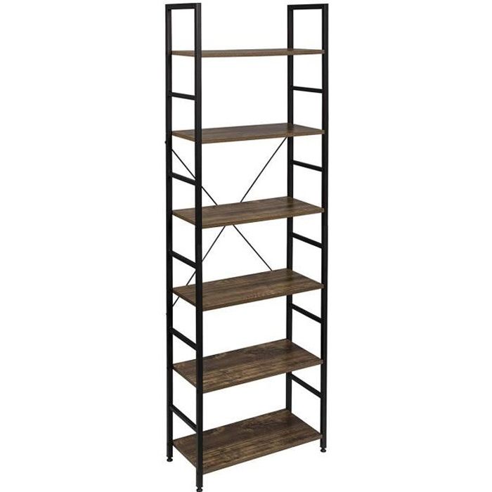 EUGAD Etagère de rangement 60x28x180cm - en MDF et métal 6 niveaux - Vintage