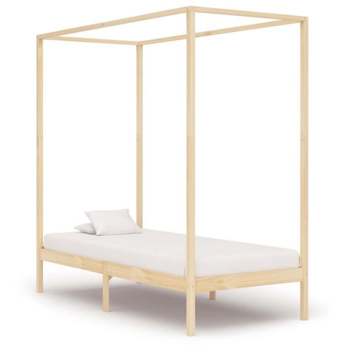 lit à baldaquin bingo - bois de pin massif - 100 x 200 cm - 1 personne - style classique