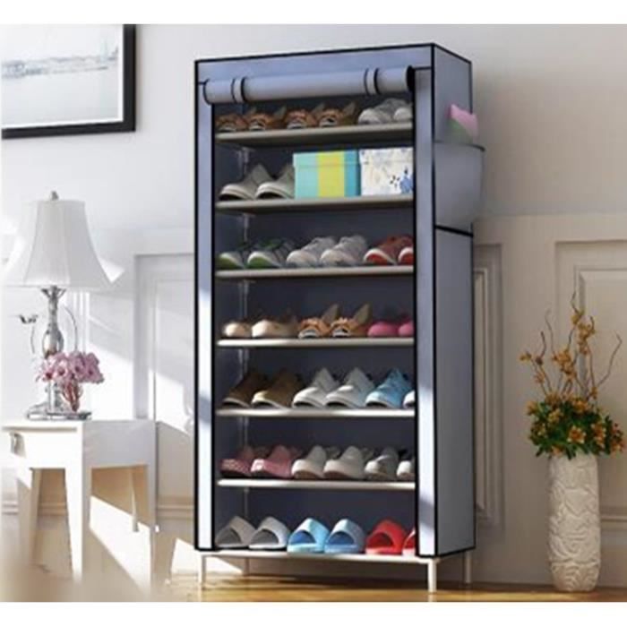 Etagere Range Chaussures 42 Paires 30 60 128cm Gris Yeatbang