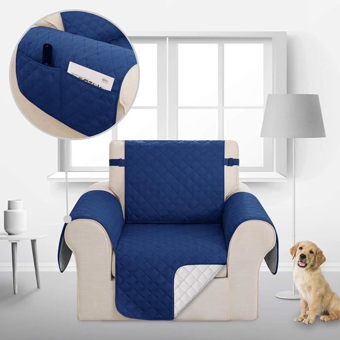 Deconovo Housse de Fauteuil pour Animaux 3 Places Antidérapant Matelassé Motif Géométrique Sofa Decor Protège Canapé 173x190cm Rouge Foncé