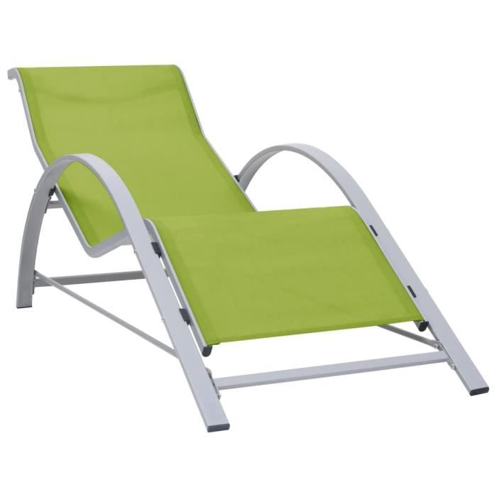 Chaise longue Textilène et aluminium Verte Cdiscount Jardin