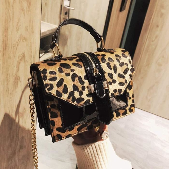 sac cuir leopard