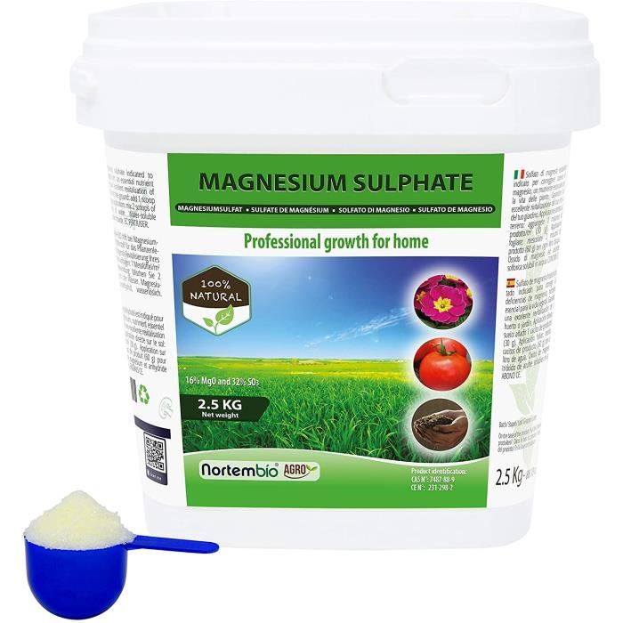 Agro sulfate de magnésium naturel 2,5 kg. engrais dutilisation