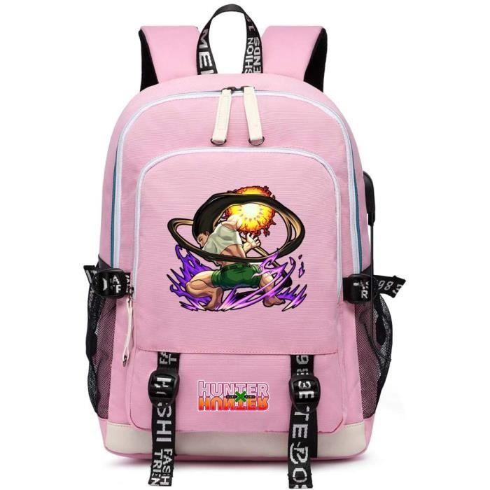 Hunter x Hunter Anime Sac à Dos Killua Hisoka Kirua Gon Manga Cartables avec Port de Chargement USB Japonais Manga Cosplay Cartable Scolaire HXH Sac d'école 6,48 * 30 * 15 