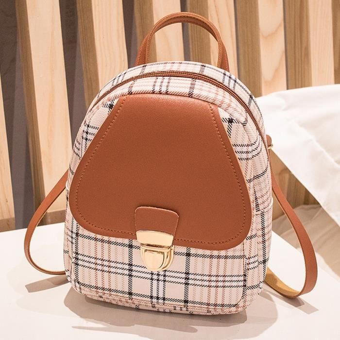 2021 Women Mini Backpack Crossbody Bag For Teenager Girls Plaid Shoulder Phone Purse Korean Style New Trendy Cdiscount Bagagerie Maroquinerie