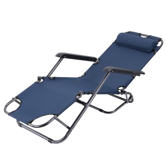 UDO Chaise Longue d'extérieur Portable Chaise de Sieste Pliable Bleu