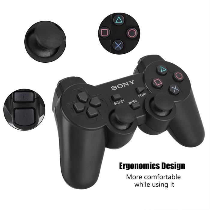 PS2 Manette Sans Fil Noir Manette de Jeu 2.4GHz 8M-HB044