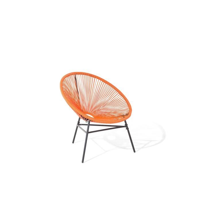 beliani fauteuil spaghetti en rotin orange pour interieur et exterieur acapulco cdiscount jardin