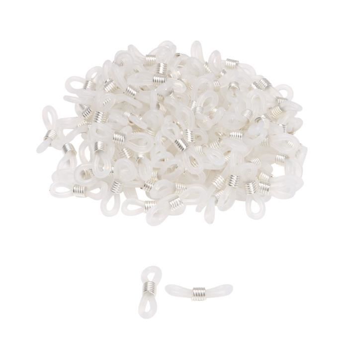 50 Extrémités De Chaîne De Lunettes En Silicone - Blanc, Réglables, Pour Réparer Ou Customiser