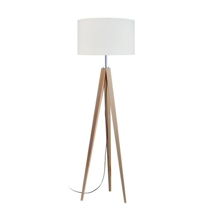 Lampadaire Blanc Et Bois