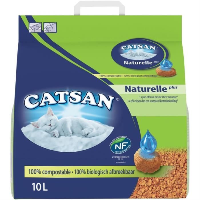 Comparer les prix de Litière pour chat - CATSAN - Litière Naturelle Plus 10 litres - Blanc - Chat