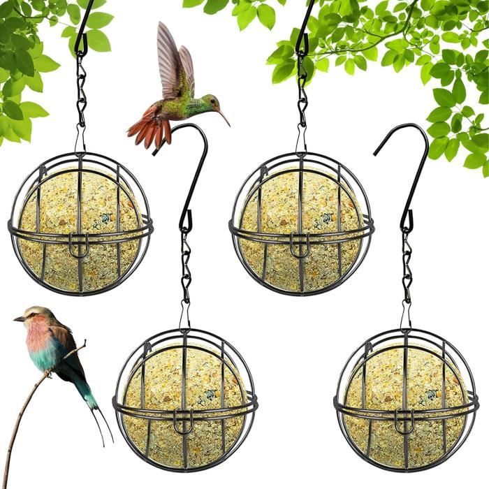 Lot De 6 Mangeoires Pour Oiseaux Extérieur - Bird Feeder Métal Avec Crochets En S - Boules De Graisse Suspendues Pour Jardin Et Cour