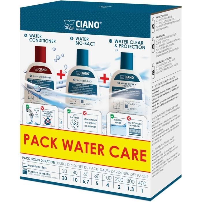 Traitement aquarium - CIANO - Pack Water Care 3 x 100 ml - Eau cristalline santé poissons entretien rapide