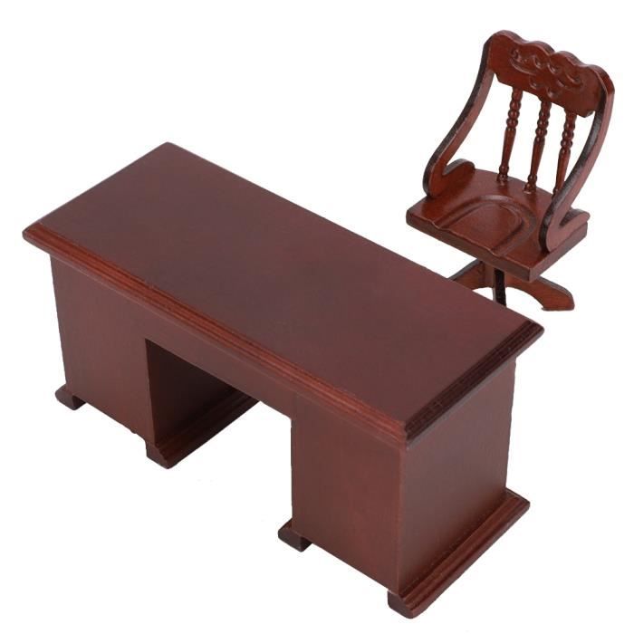Miniature Canapé Chaise Pour Maison De Poupée - Modèle En Bois Et Cuir Marron 10x10x9.7 Cm - Décoration, Jouet, Artisanat