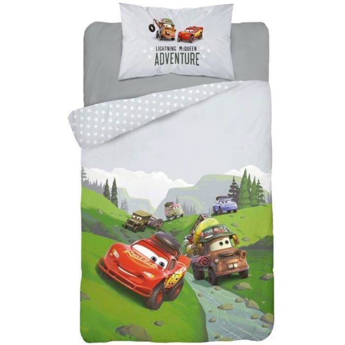 Housse De Couette Cars – Lightning McQueen, 140x200 Cm + Taie 70x90 Cm – Coton Rouge, Fermeture éclair, Certifié Oeko-Tex – Pour Chambre Garçon