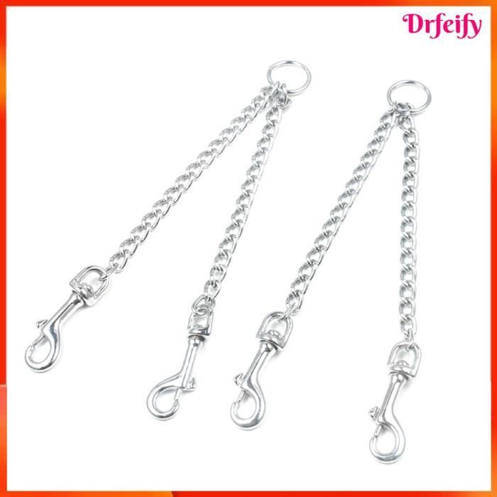 Meilleurs prix pour Drfeify Coupleur double pour chien Laisse de chaîne de chien de compagnie à double animalerie collier 0,3x50cm / 0,12x19,7 pouces
